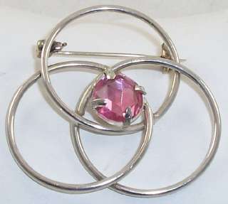 Vintage Mexico Mexican Pink Stone Love Knot Pin Brooch  