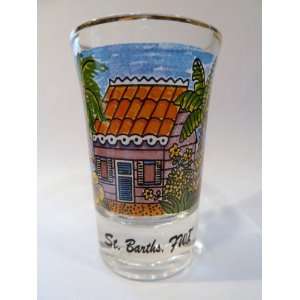    St.Barths Beach House w/Gold Rim Shot Glass: Kitchen & Dining