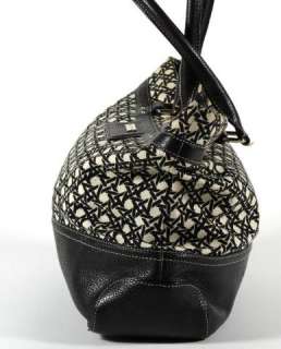   Spade Black Canvas Pebbled Leather Shopper Tote Shoulder Bag PXRU 1488