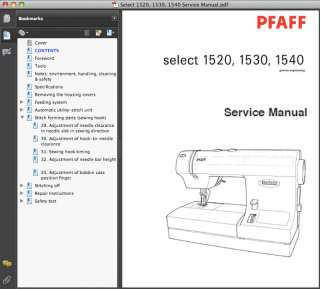 Pfaff Select 1520 1530 1540 PTs Manual SERVICE MANUALs  