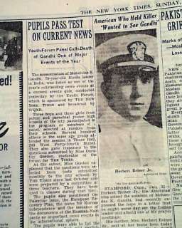 MAHATMA GANDHI Death & Funeral PYRE 1948 Old Newspaper  