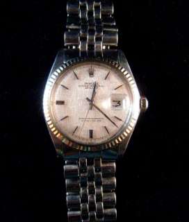   SS 18K White Gold Datejust 1601 Rare Linen Dial Automatic Watch  