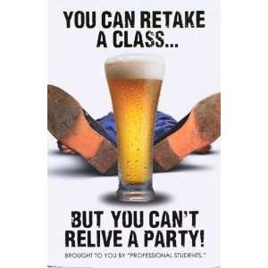   Relive a Party   Beer   College Humor 22x34 Poster: Home & Kitchen