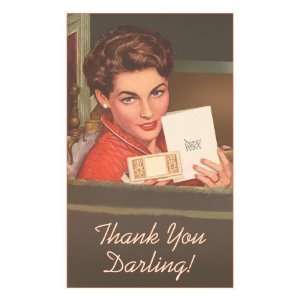  Thank You Darling, Woman with Card and Case Stretched 