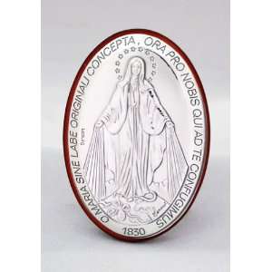   Miraculous Medal Plaque   Sterling Silver   2 x 3 