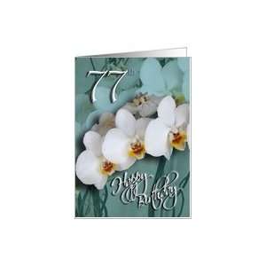  77th Happy Birthday   White Orchids Card: Toys & Games