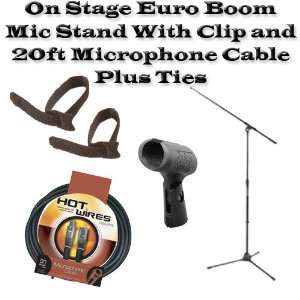 Tripod Microphone Stand Boom With Mic Clip and XLR XLR 20ft Microphone 