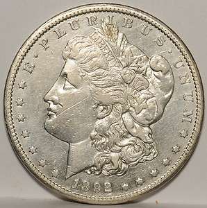 1892 CC Morgan Dollar   About Unc   light marks O&R  