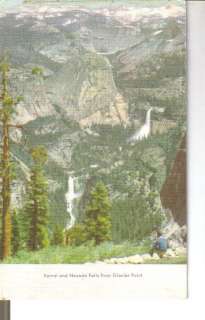 Nevada Falls Yosemite GLacier Point postcard 1941  