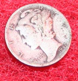 1943 D Mercury Dime 10 cents US coins Dimes ten cents  