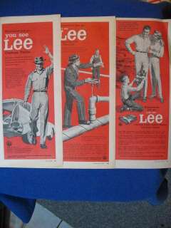 DIFF MENS CLOTHING SHIRTS PANTS LEE VINTAGE 1958 ADS  