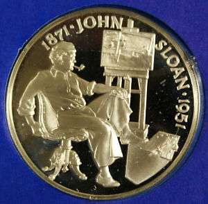 1971 John Sloan Commemorative Postal Medal Proof Silver  