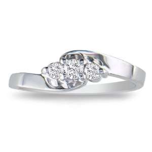  1/10ct Three Stone Diamond Promise Ring in Sterling Silver 