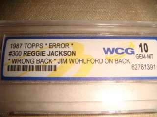 1987 Topps Error #300 Reggie Jackson Wrong Back With Jim Wohlford 