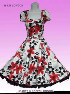 YFF Red, White and Black Floral Pin Up Dress