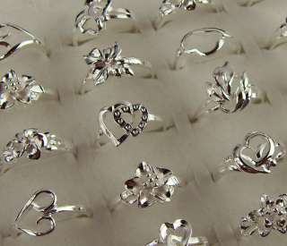 HOT wholesale lots 10pcs mixed S80 Silver Flower Rings 6 8  