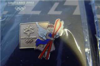 Salt Lake City Olympics 2002 Pins SKI ANGEL + Logo 2  
