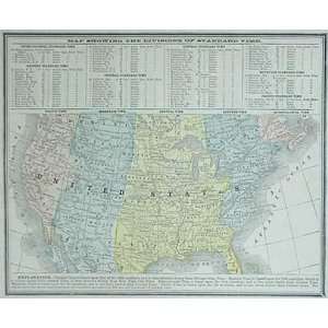  Cram 1887 Antique Map of U.S. Time Zones: Office Products