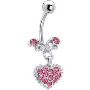  Pink Treasured Heart Belly Ring: Jewelry