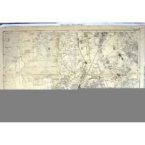 Antique Map Plan London Wimbledon Merton Abbey Tooting 