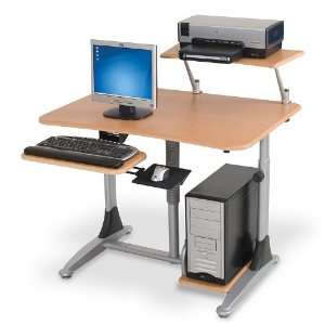  Adjustable Height Ergonomic Workstation Teak Laminate 