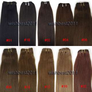   20Long Weft INDIAN REMY Human Hair Straight Extensions&10 colors,New