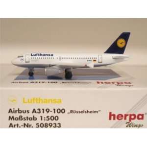  Herpa Wings A319 100 Lufthansa Russelsheim Model Plane 