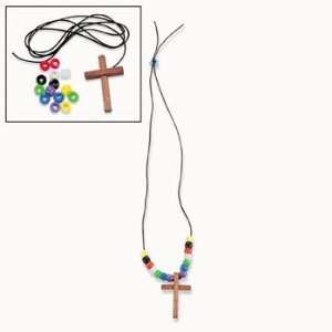  12 Wooden Cross Faith Necklace Craft Kits: Arts, Crafts 