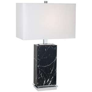   Euro Design Black Faux Marble Block Table Lamp: Home Improvement