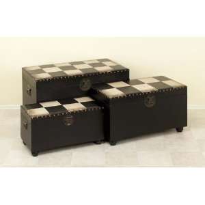   Piece Set of Wooden Bi Cast Leather STORAGE BOXES: Home & Kitchen