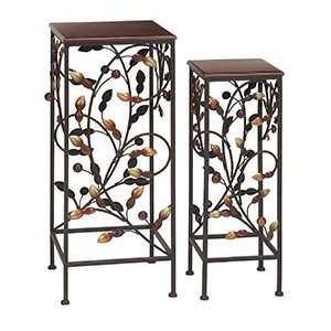   Two Wood Metal Beautiful Decorative Plant Stands: Patio, Lawn & Garden