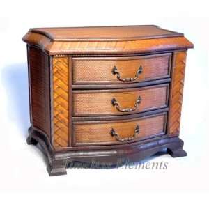 Wood Rattan Storage Nightstand Chest Drawers Dresser Table 
