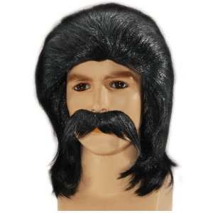  Black Feather Mullet W/moustache (1 per package) Toys 