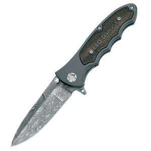  Boker USA Leo Damascus III Knife with Aluminum/Wood Insert 