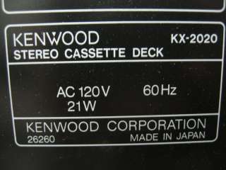 Kenwood KX 2020 Stereo Cassette Deck/Recorder  
