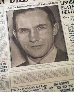 LINDBERGH BABY KIDNAPPING Execution of Bruno Hauptmann 1936 Old 