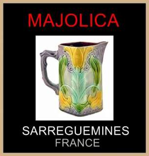 2234/SARREGUEMINES MAJOLICA JUG FRANCE END 19th.C.  