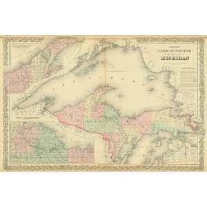   1881 Antique Map of Lake Superior & Upper Michigan