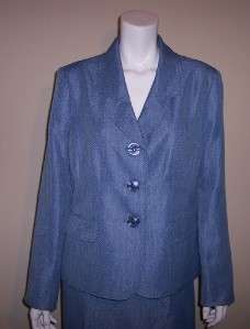 NWT Women Suit Studio Blue Skirt Suit Size 16 2361  