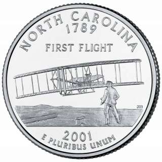 original North Carolina quarter 25 cent coin was issued in 2001.