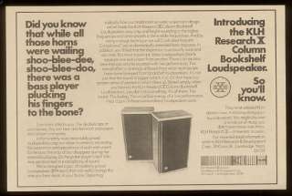 1975 KLH Research X Ten stereo speakers print ad  