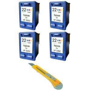  Four Color Ink Cartridges HP 22 XL HP22 HP22C + Cutter for 