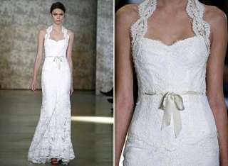 Corset Lace White Halter Custom Wedding Dress  