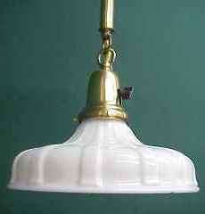 1915 INDUSTRIAL PENDANT CHANDELIER~ANTIQUE OPAL SHADE  