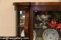 Antique Oak Curved Glass China Curio Cabinet  