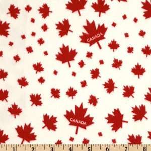  44 Wide Winter Sports Flannel Canada Maple Leaves Red 
