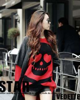 FASHION FANCYQUBE CASUAL CREW NECK SKULL PATTERN LONG JUMPER PULLOVER 