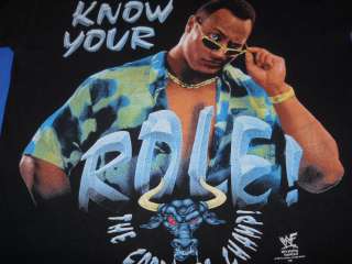 vintage 90S WWF THE ROCK KNOW YOUR ROLE WRESTLING WWE 1998 BLACK t 