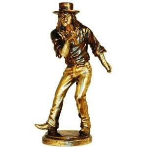  Rock N Roll Singer with Microphone Statue   Pewter Finish 