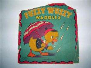 Fuzzy Wuzzy Waddles 1945 Furry Baby Duck Childs Book  